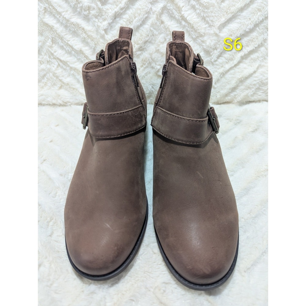 S6 Vionic Logan Womens Leather Brown Ankle Boots  Size 7.5
